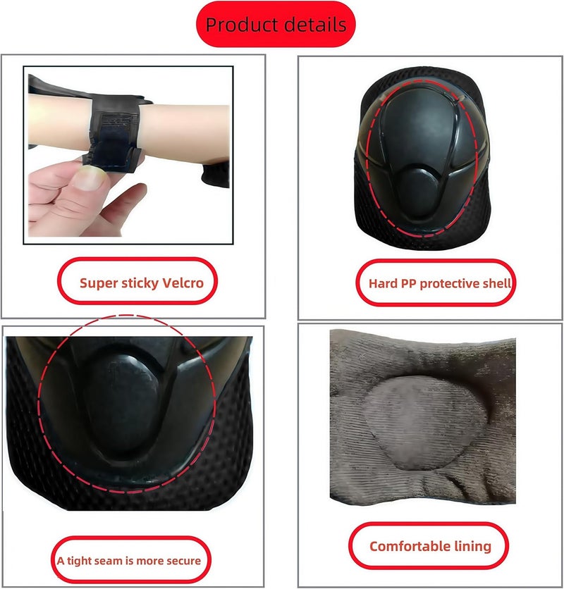 SHENMOREN Kids Protective Gear Set Knee Pads for Kids 3-10 Years Toddler Knee and Elbow Pads with Wrist Guards 3 in 1 for Skating Cycling Bike Rollerblading Scooter - Image 4